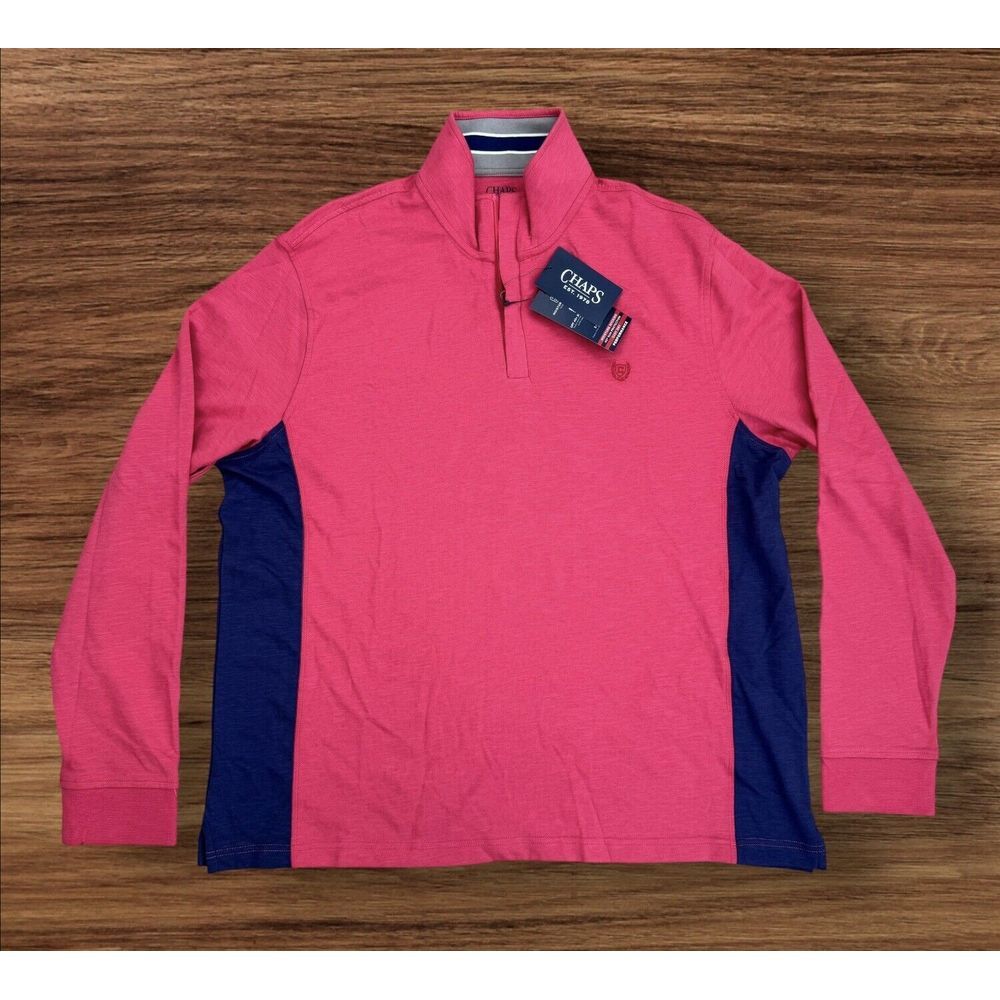 Chaps Pullover Mens XXL‎ Long Sleeve 1/4 Zip Claret Red Easy Dry Knit Top UPF 40